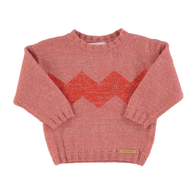 vêtement enfant durable piupiuchick Pull tricoté rose et orange