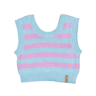 vêtement durable pour enfant Piupiuchick Top en maille coton bio rayures violet/bleu