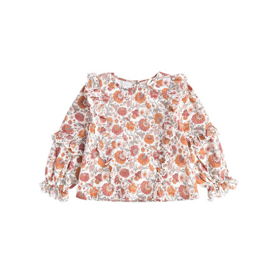 Vêtement enfant Louise Misha blouse tubi coton bio fleurs cream bohemian flowers
