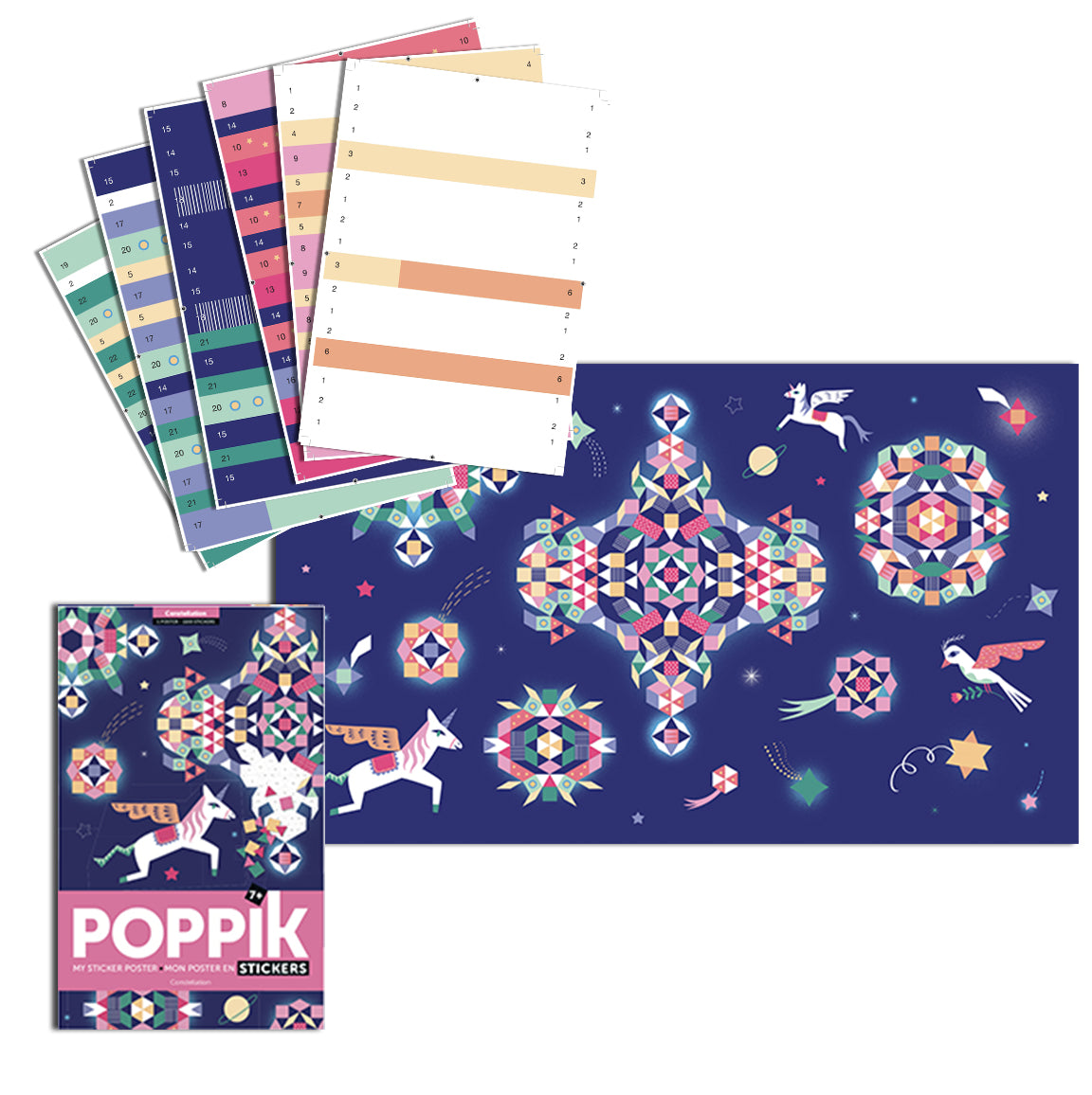 jeu educatif poppik POSTER PÉDAGOGIQUE + 1000 STICKERS CONSTELLATION