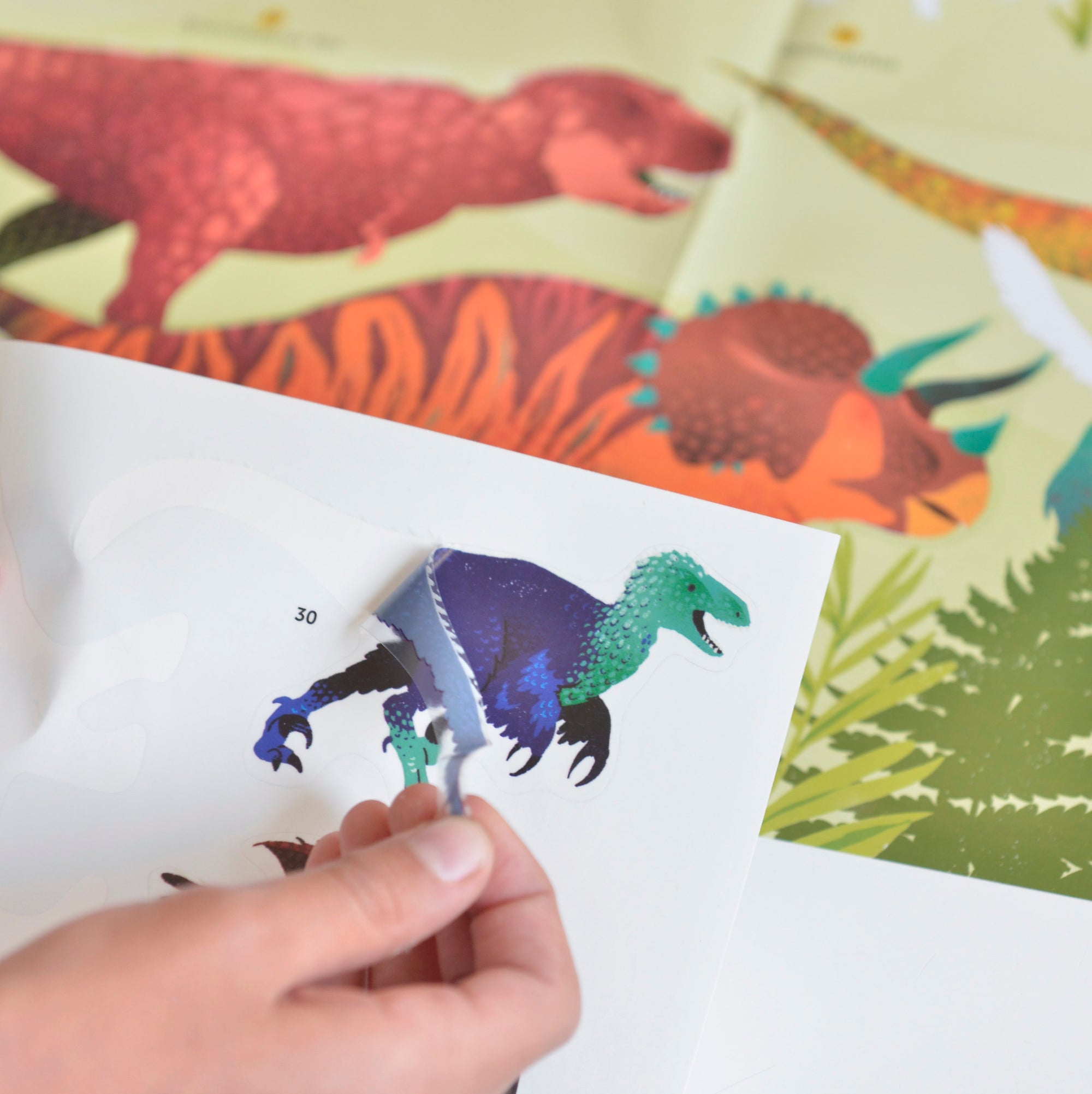 JEU EDUCATIF ENFANT POPPIK POSTER PÉDAGOGIQUE + 32 STICKERS DINOSAURES