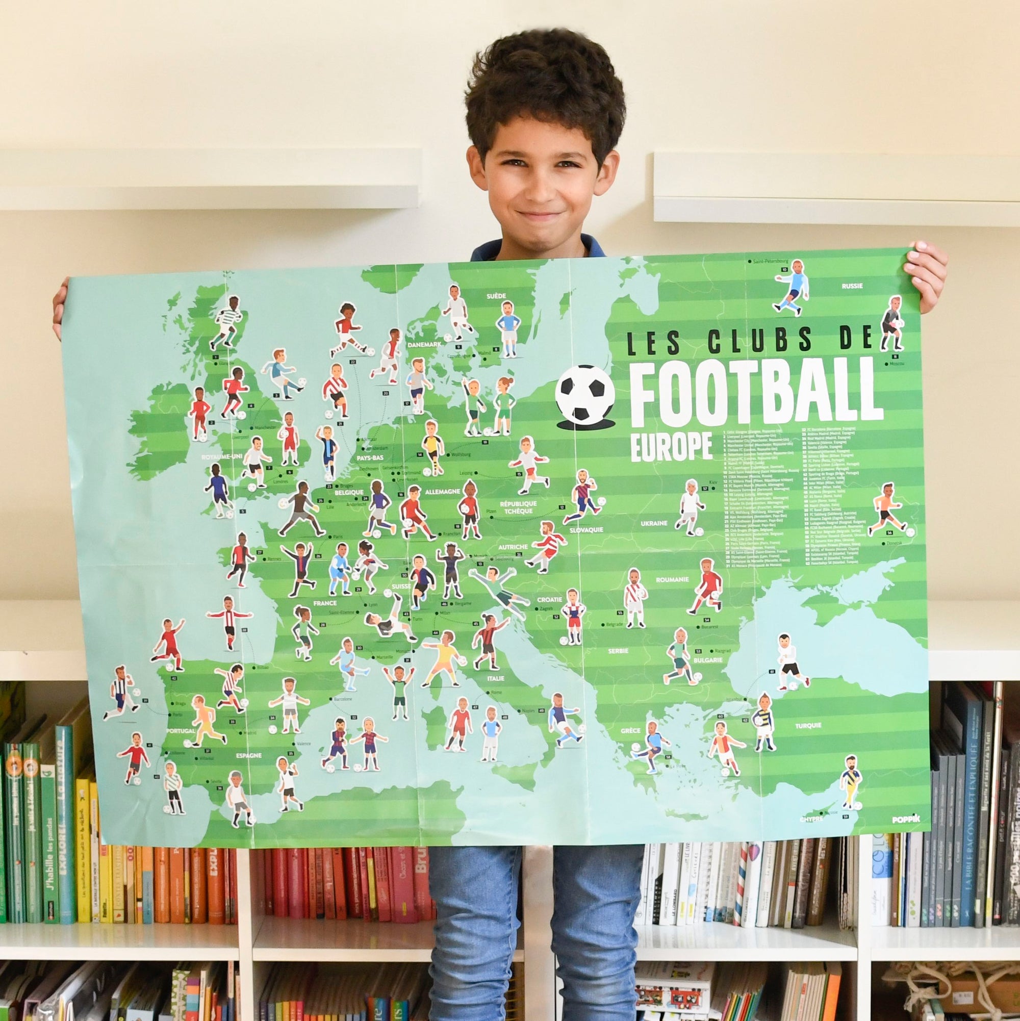 jeu educatif pour enfants poppik POSTER PÉDAGOGIQUE + 60 STICKERS FOOTBALL