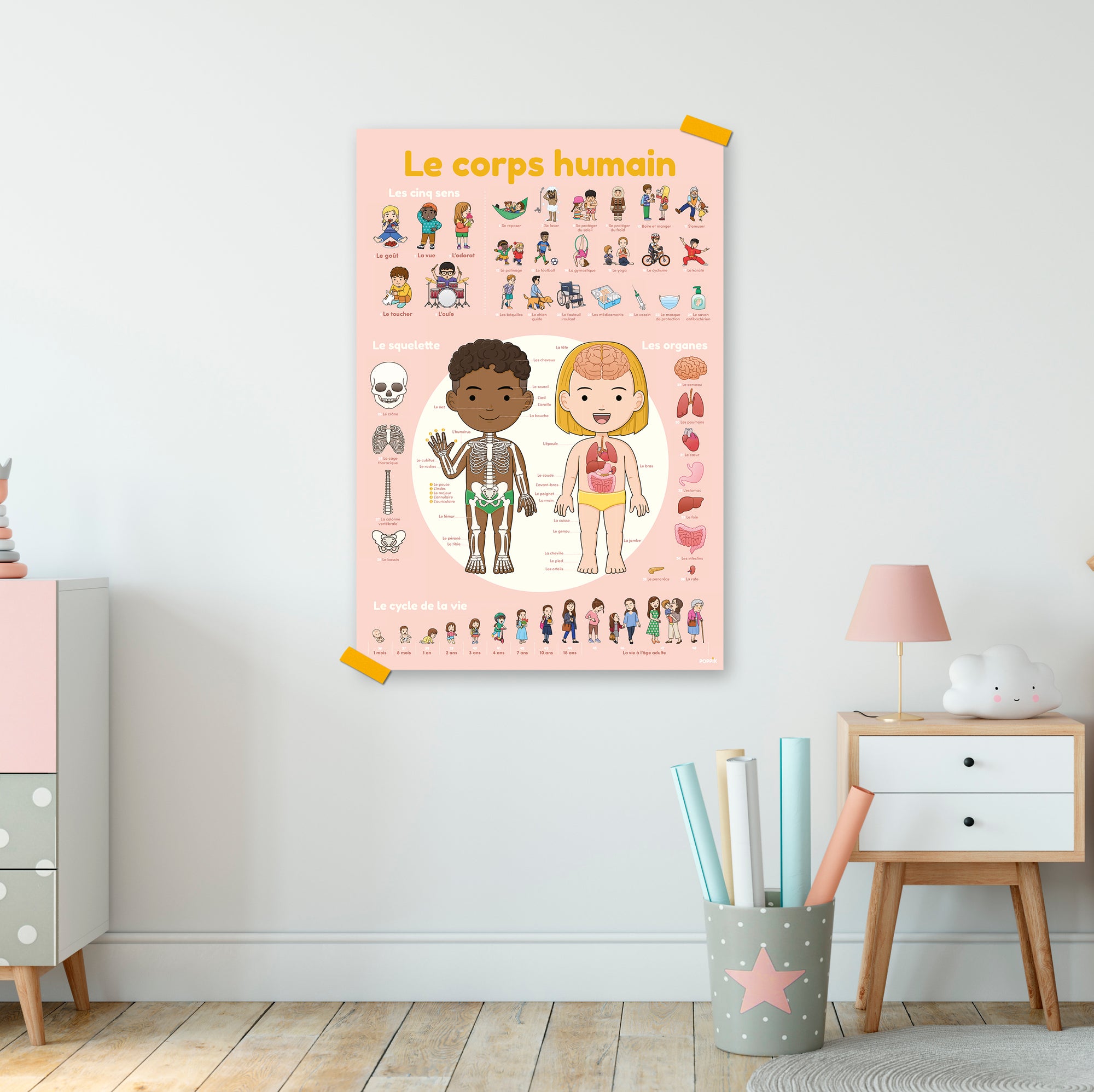 JEU EDUCATIF ENFANT POPPIK POSTER PÉDAGOGIQUE + 49 STICKERS le corps humain