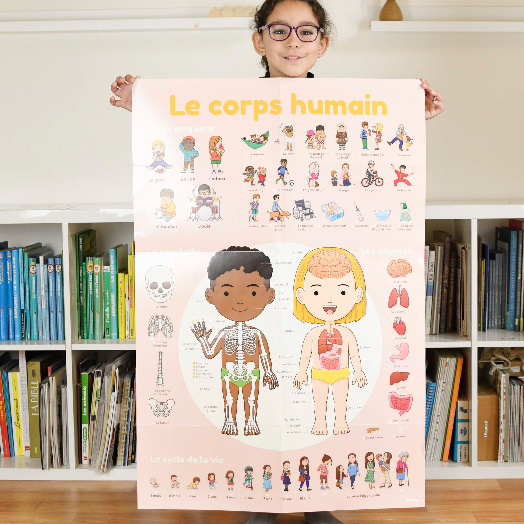 JEU EDUCATIF ENFANT POPPIK POSTER PÉDAGOGIQUE + 49 STICKERS le corps humain