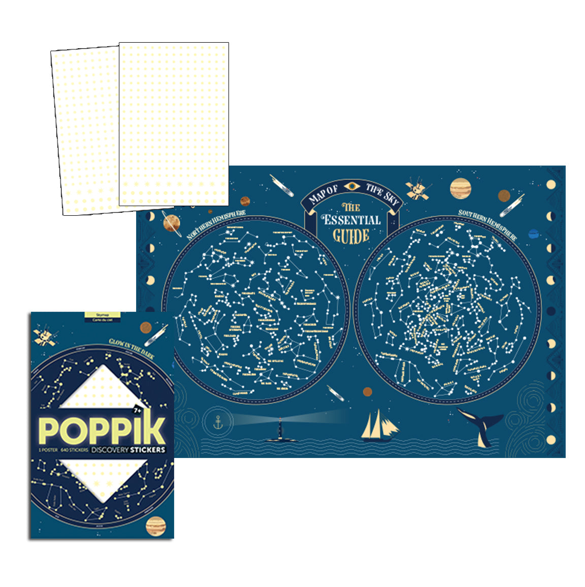 JEU EDUCATIF ENFANT POPPIK POSTER PÉDAGOGIQUE + 640 STICKERS étoiles phosphorescentes