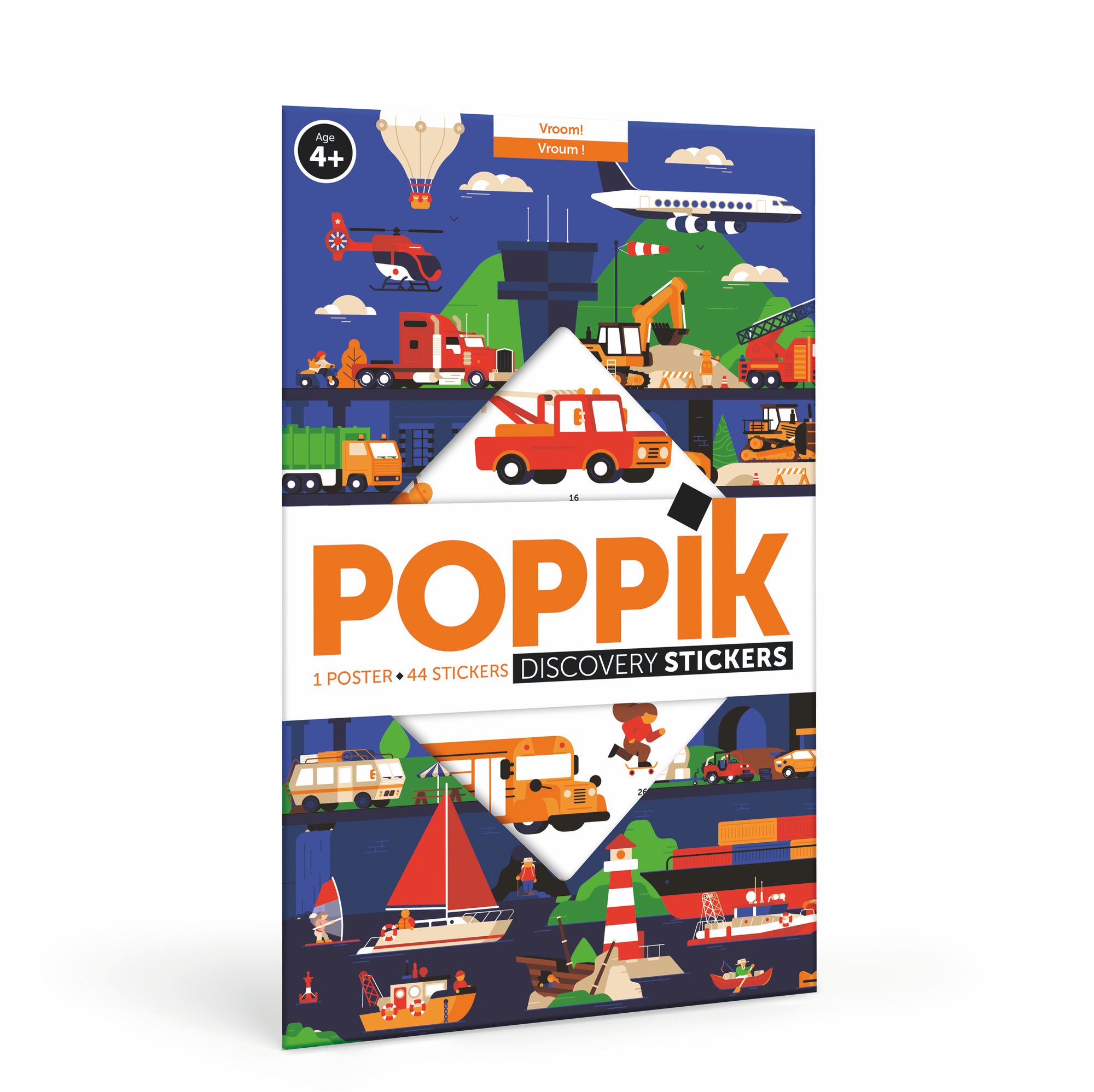 JEU EDUCATIF ENFANT POPPIK POSTER PÉDAGOGIQUE + 44 STICKERS VROUM! LES VÉHICULES !