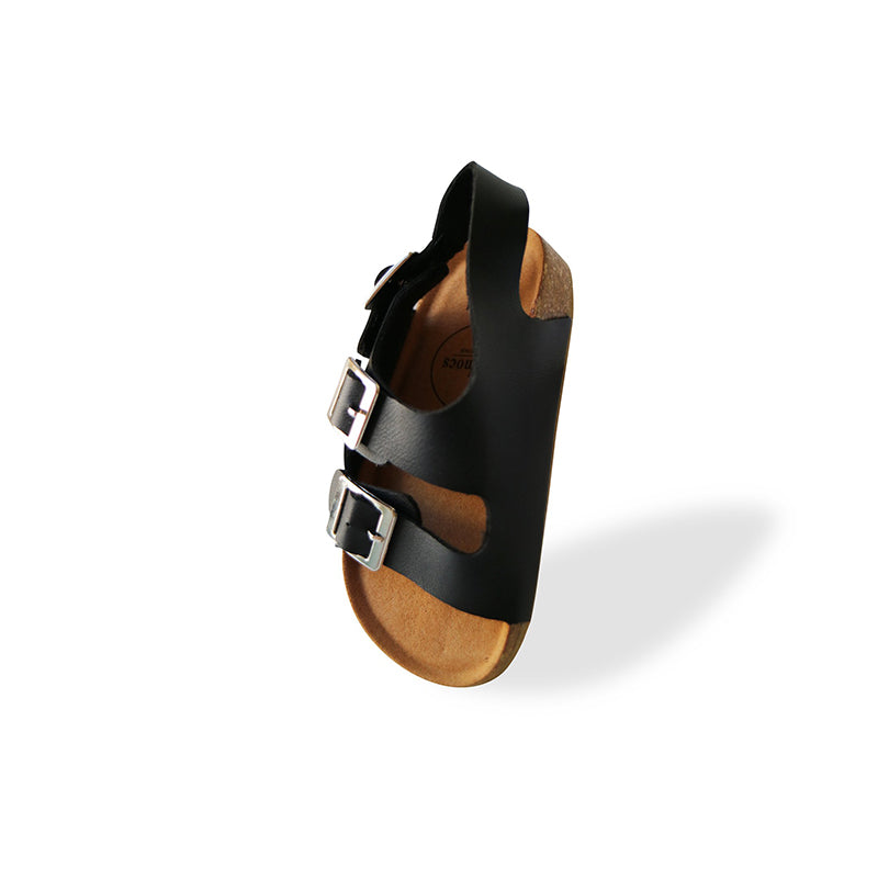 Sandales enfants CHILL cuir végétalien noires babymocs